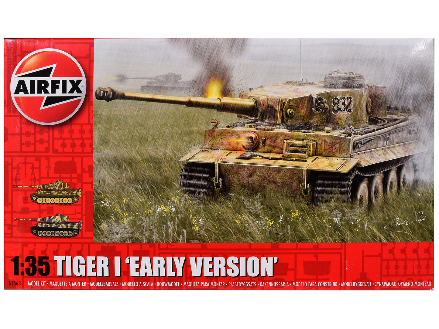 Level 3 Model Kit German Tiger I "Early Version" Tank with 2 Scheme Options 1/35 Plastic Model Kit by Airfix