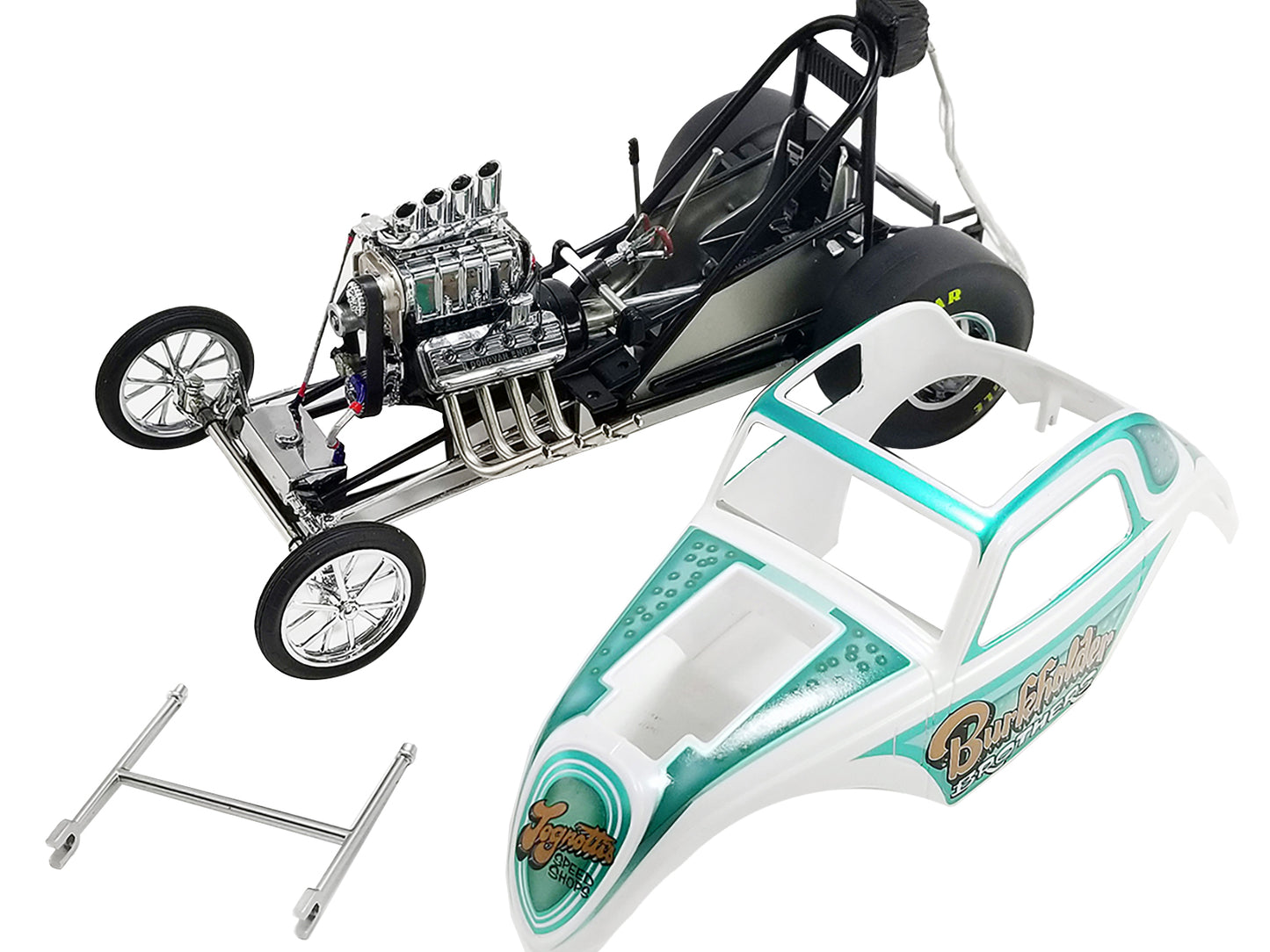 Altered Dragster White and Green "Burkholder Brothers" Limited Edition to 402 pieces Worldwide 1/18 Diecast Model Car by ACME