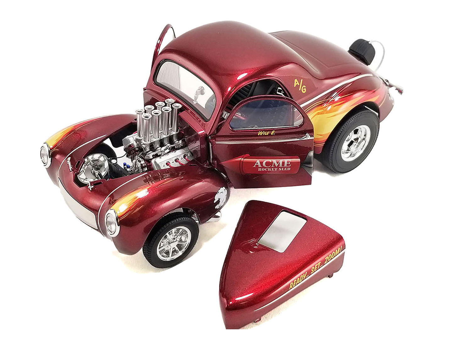 1940 Gasser "ACME Rocket Sled" Red Metallic with Graphics Limited Edition to 162 pieces Worldwide 1/18 Die Cast Model Car by ACME