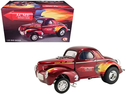 1940 Gasser "ACME Rocket Sled" Red Metallic with Graphics Limited Edition to 162 pieces Worldwide 1/18 Die Cast Model Car by ACME