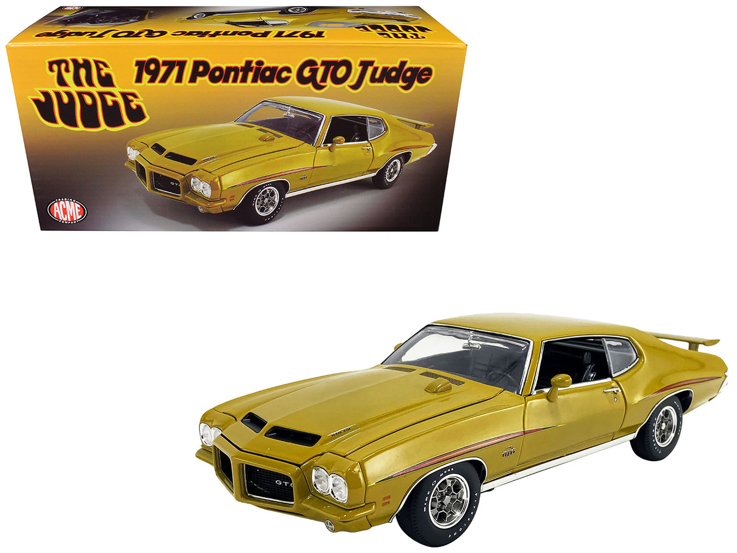 1971 Pontiac GTO Judge Quezal Gold Metallic Limited Edition to 366 pieces Worldwide 1/18 Diecast Model Car by ACME