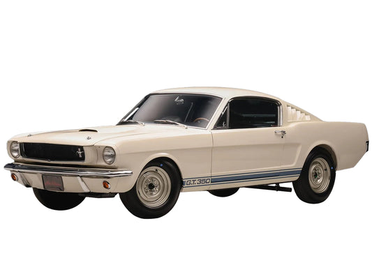 1965 Shelby GT350 White with Blue Side Stripes "Snake on a Plane" Limited Edition to 414 pieces Worldwide 1/18 Diecast Model Car by ACME