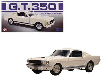 1965 Shelby GT350 White with Blue Side Stripes "Snake on a Plane" Limited Edition to 414 pieces Worldwide 1/18 Diecast Model Car by ACME