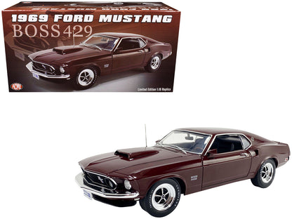 1969 Ford Mustang Boss 429 Burgundy Metallic Limited Edition to 435 pieces Worldwide 1/18 Diecast Model Car by ACME