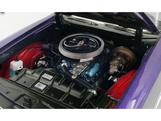 1970 Oldsmobile 442 W30 Convertible Plum Crazy Metallic with White Stripes and Interior Limited Edition to 870 pieces Worldwide 1/18 Diecast Model Car by ACME