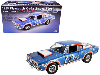 1968 Plymouth HEMI Barracuda Super Stock "East Town - Arlen Vanke" Blue with Graphics Limited Edition to 372 pieces Worldwide 1/18 Diecast Model Car by ACME