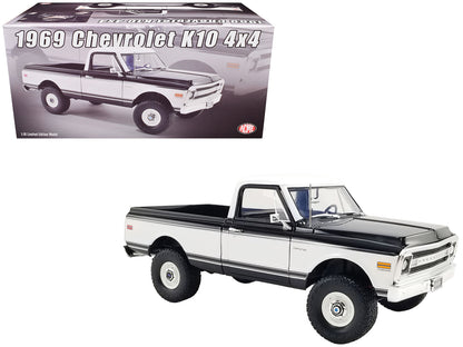 1969 Chevrolet K10 4x4 Pickup Truck Black and White Limited Edition to 420 pieces Worldwide 1/18 Diecast Model Car by ACME