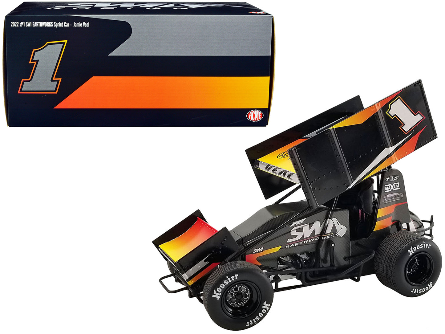 Winged Sprint Car #1 Jamie Veal "SWI Earthworks" SWI Engineering Racing Team (2022) 1/18 Diecast Model Car by ACME