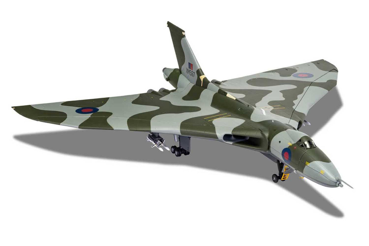 Avro Vulcan B2 Bomber Aircraft "XM597 'Black Buck 6 Shrike Missile Mission Rio de Janeiro Divert Aircraft Falklands War" (1982) British Royal Air Force "The Aviation Archive" Series 1/72 Diecast Model by Corgi