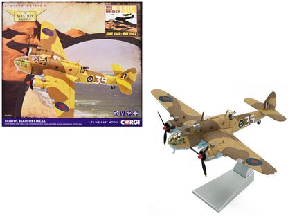 Bristol Beaufort MkIa Bomber Aircraft "EK979 Middle East Check and Conversion Unit" (1944) British Royal Air Force "The Aviation Archive" Series 1/72 Diecast Model by Corgi