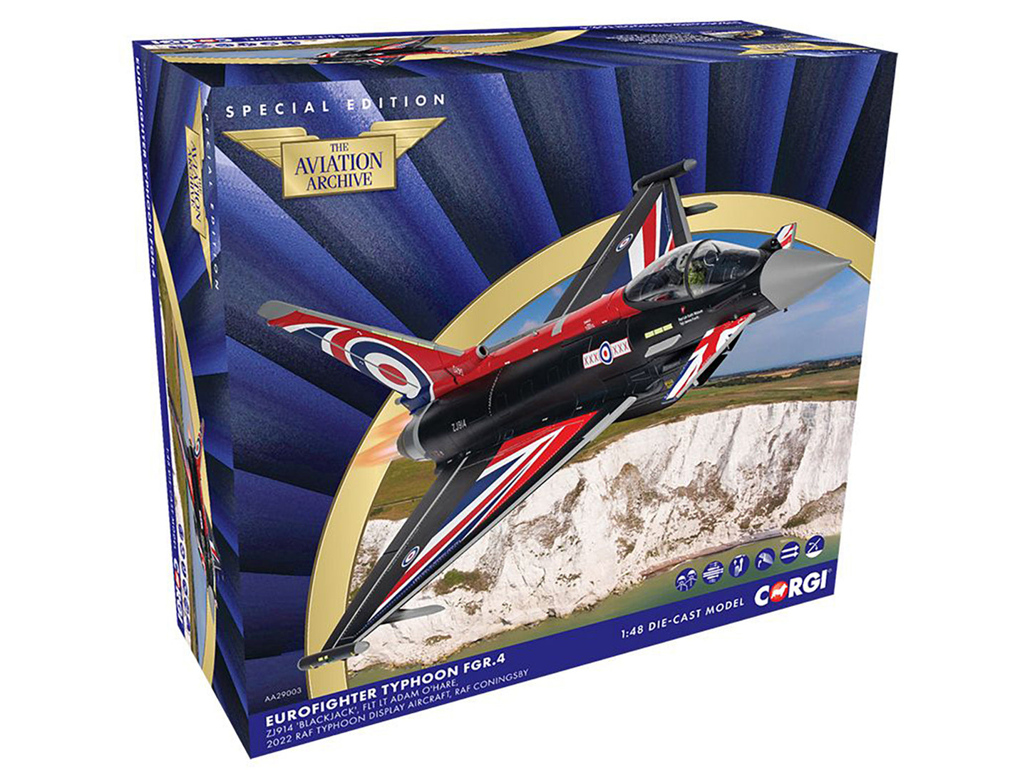 Eurofighter Typhoon FGR4 Aircraft "Blackjack RAF Typhoon Display Aircraft" (2022) British Royal Air Force "The Aviation Archive" Series 1/48 Diecast Model by Corgi