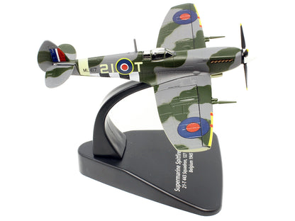 Supermarine Spitfire Mk IXE Fighter Aircraft "21-T 443 Squadron 127 Wing Belgium" (1945) Royal Canadian Air Force "Oxford Aviation" Series 1/72 Diecast Model Airplane by Oxford Diecast