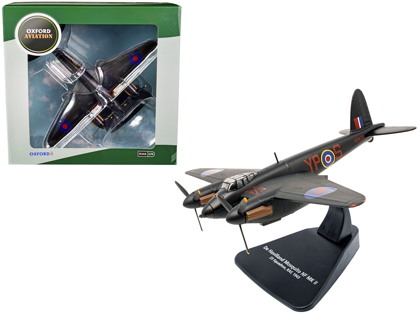 De Havilland Mosquito NF MK II War Plane 23 Squadron RAF (1943) "Oxford Aviation" Series 1/72 Diecast Model Airplane by Oxford Diecast