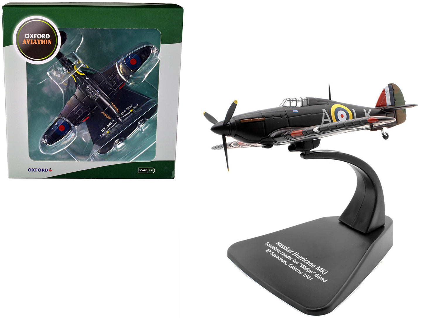 Hawker Hurricane MK I Fighter Plane Squadron Leader Ian "Widge" Gleed 87 Squadron. Colerne England (1941) "Oxford Aviation" Series 1/72 Diecast Model Airplane by Oxford Diecast