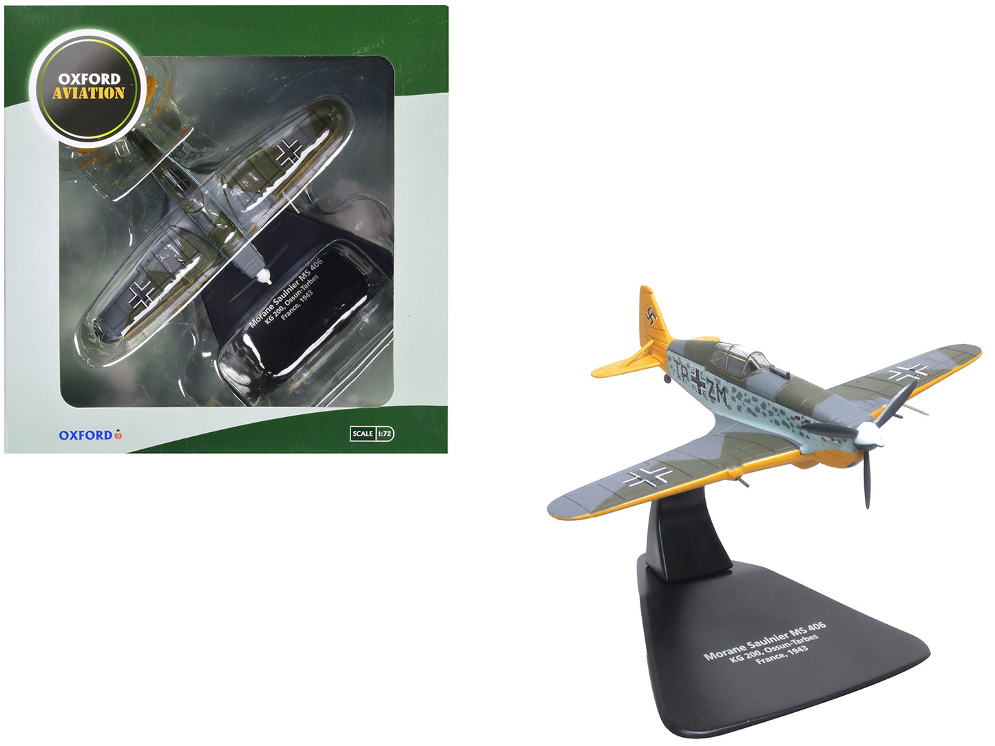 Morane-Saulnier M.S.406 Fighter Aircraft "KG200 Ossun-Tarbes France" (1943) German Luftwaffe "Oxford Aviation" Series 1/72 Diecast Model Airplane by Oxford Diecast