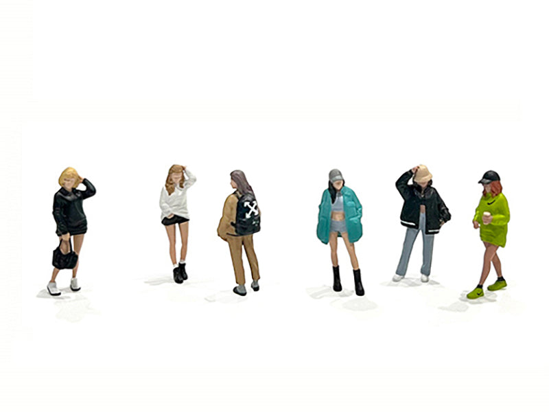 "Metro Girls" 6 piece Diecast Figure Set (6 Figures) Limited Edition to 2400 pieces Worldwide for 1/64 Scale Models by American Diorama