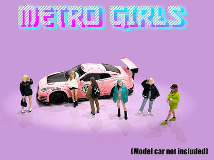 "Metro Girls" 6 piece Diecast Figure Set (6 Figures) Limited Edition to 2400 pieces Worldwide for 1/64 Scale Models by American Diorama