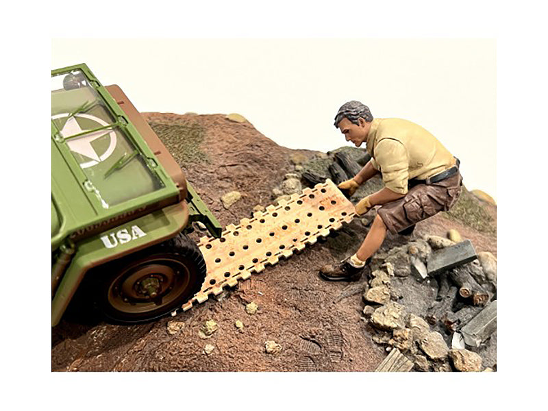 "4X4 Mechanic" Figure 2 with Board Accessory for 1/18 Scale Models by American Diorama