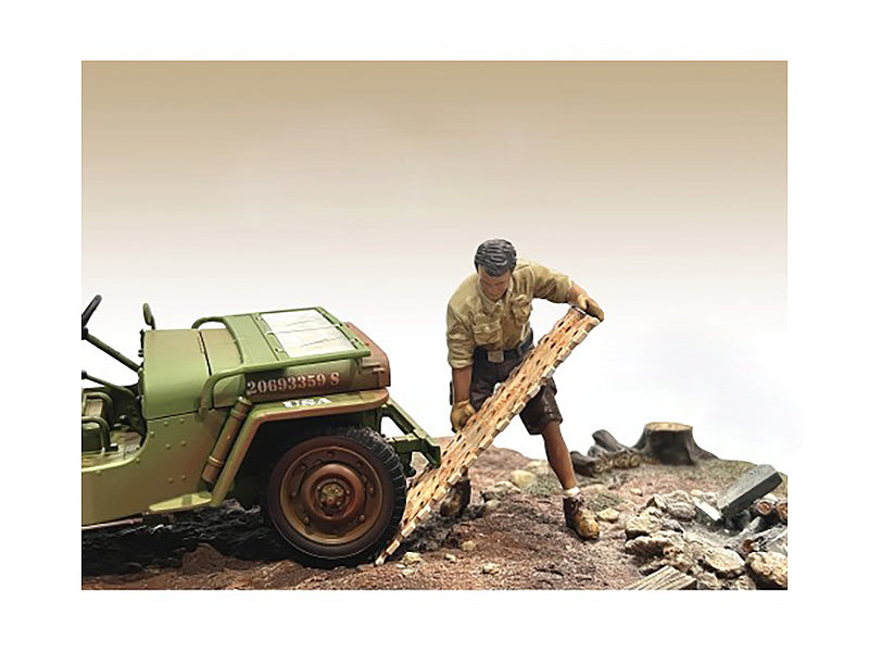 "4X4 Mechanic" Figure 8 with Board Accessory for 1/18 Scale Models by American Diorama