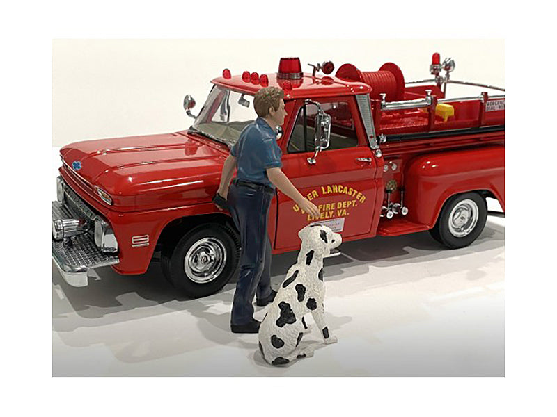 "Firefighters" Fire Dog Training Figures (Trainer and Dog) for 1/18 Scale Models by American Diorama