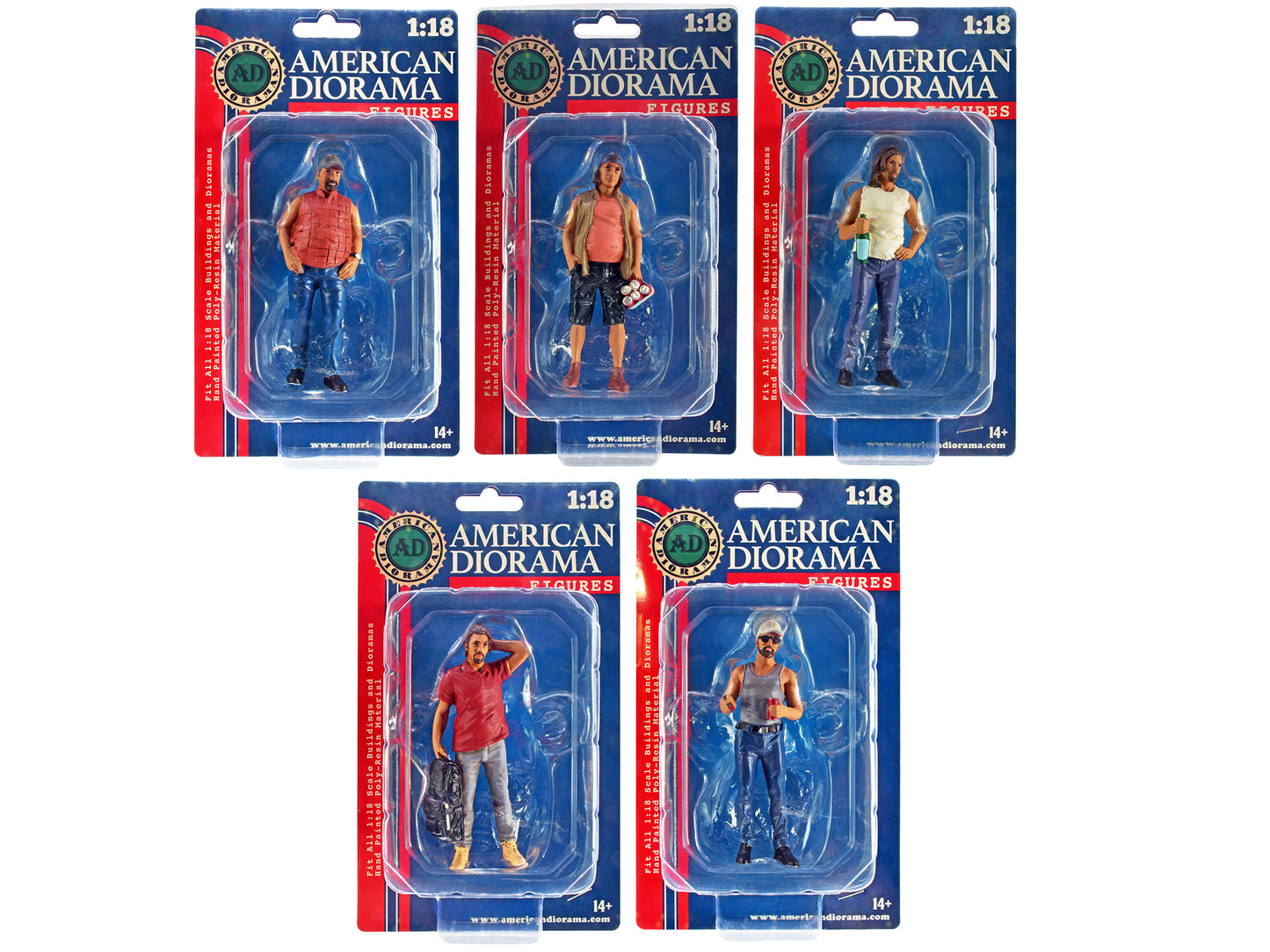 "Campers" 5 piece Figure Set for 1/18 Scale Models by American Diorama