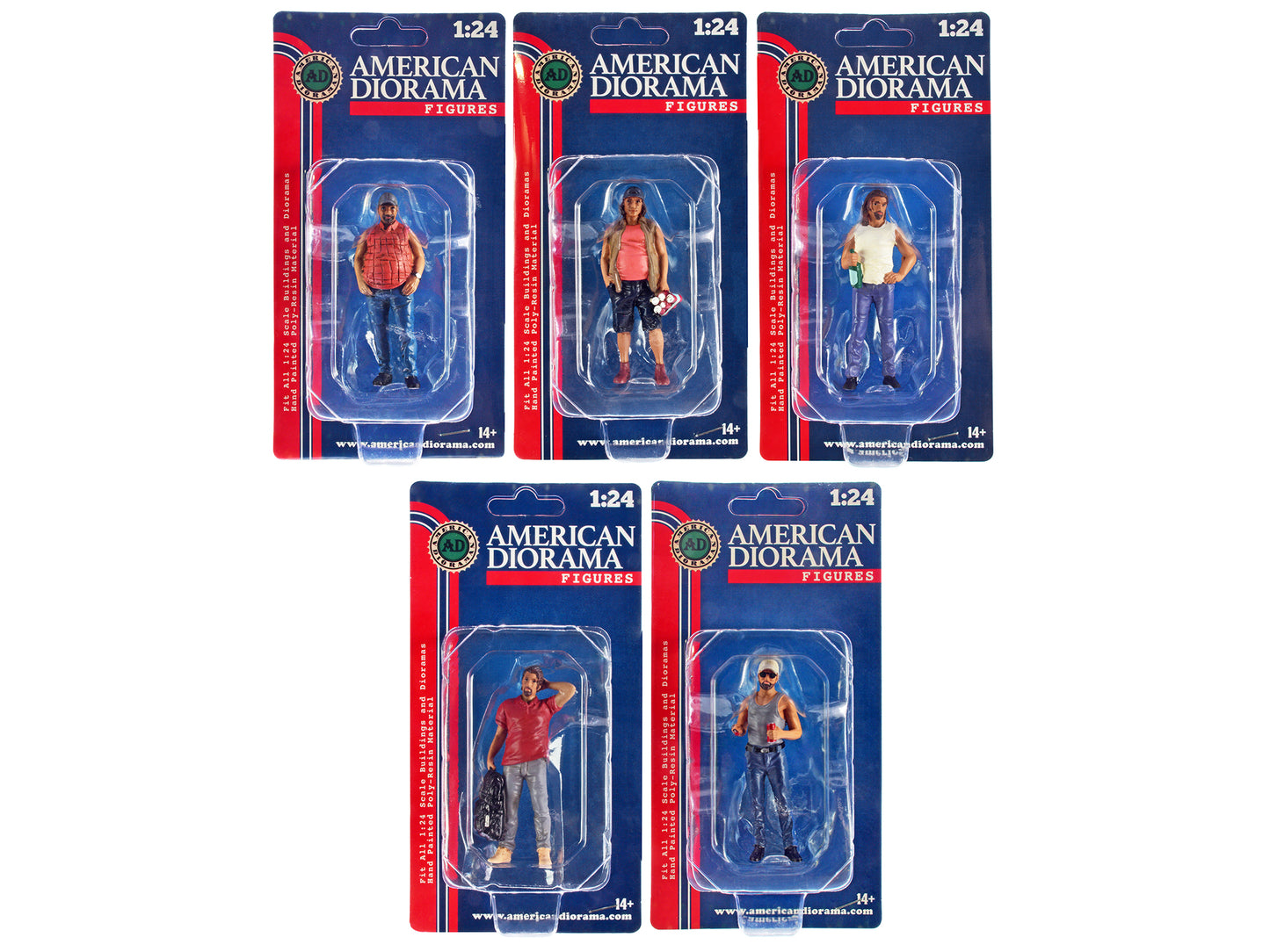 "Campers" Series 5 piece Figure Set for 1/24 Scale Models by American Diorama