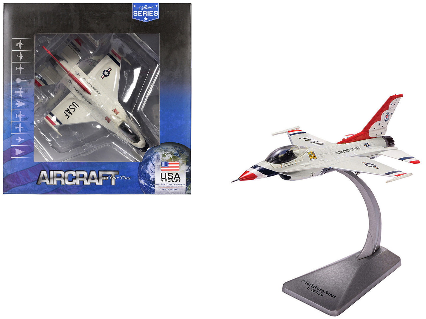 Lockheed F-16 Fighting Falcon Fighter Aircraft "Thunderbirds" United States Air Force "Collector Series" 1/100 Diecast Model by Air Force 1