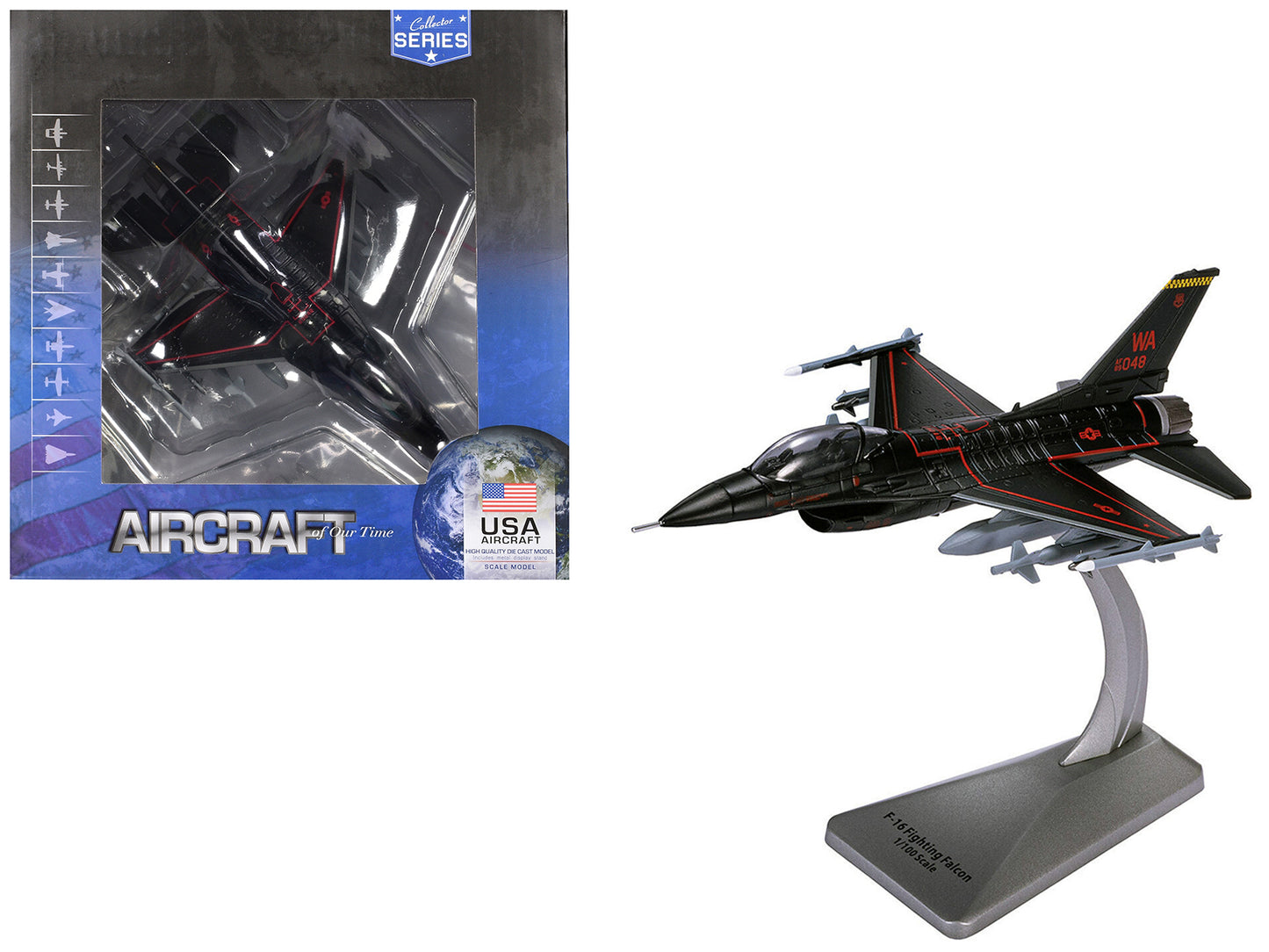 Lockheed F-16 Fighting Falcon Fighter Aircraft "Wraith 64th Aggressor Squadron Nellis AFB" (2020) United States Air Force "Collector Series" 1/100 Diecast Model by Air Force 1