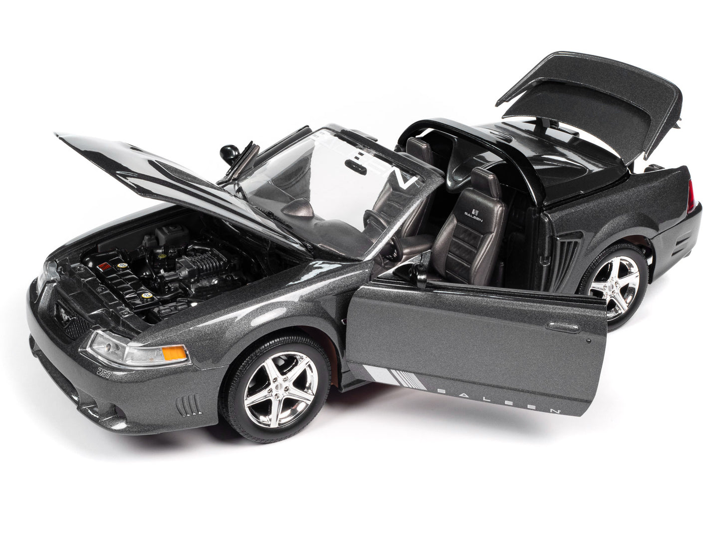 2003 Ford Mustang Saleen S281 SC Speedster Dark Shadow Gray Metallic "American Muscle" Series 1/18 Diecast Model Car by Auto World