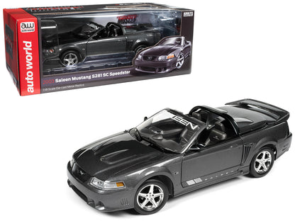 2003 Ford Mustang Saleen S281 SC Speedster Dark Shadow Gray Metallic "American Muscle" Series 1/18 Diecast Model Car by Auto World