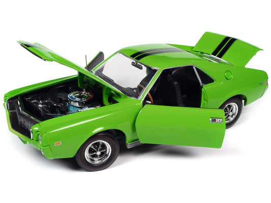 1969 AMC AMX Big Bad Lime Green with Black Stripes "Muscle Car & Corvette Nationals" (MCACN) "American Muscle" Series 1/18 Diecast Model Car by Auto World