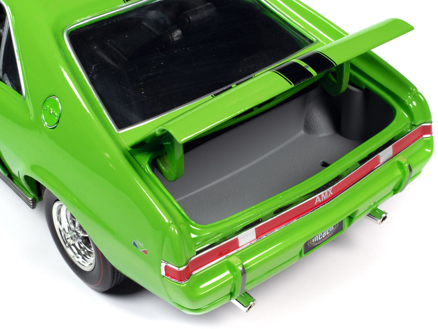 1969 AMC AMX Big Bad Lime Green with Black Stripes "Muscle Car & Corvette Nationals" (MCACN) "American Muscle" Series 1/18 Diecast Model Car by Auto World