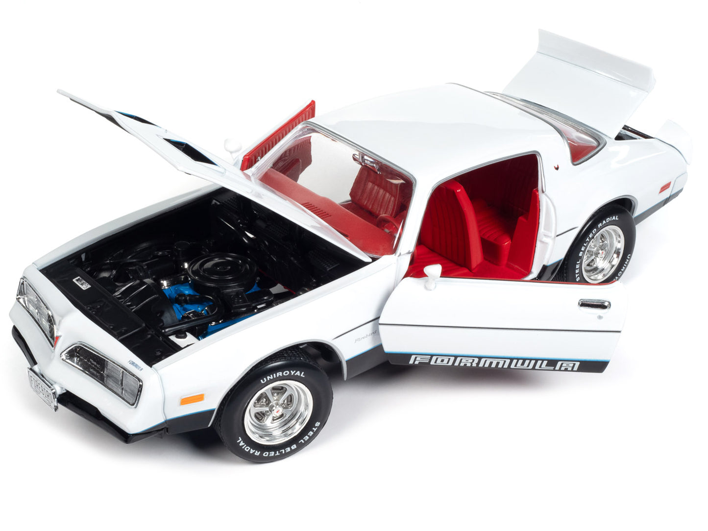 1977 Pontiac Firebird Formula Cameo White with Red Interior "American Muscle" Series 1/18 Diecast Model Car by Auto World