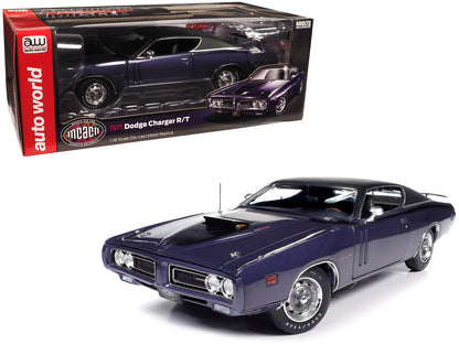 1971 Dodge Charger R/T Plum Crazy Purple Metallic with Black Vinyl Top "Muscle Car & Corvette Nationals" (MCACN) "American Muscle" Series 1/18 Diecast Model Car by Auto World