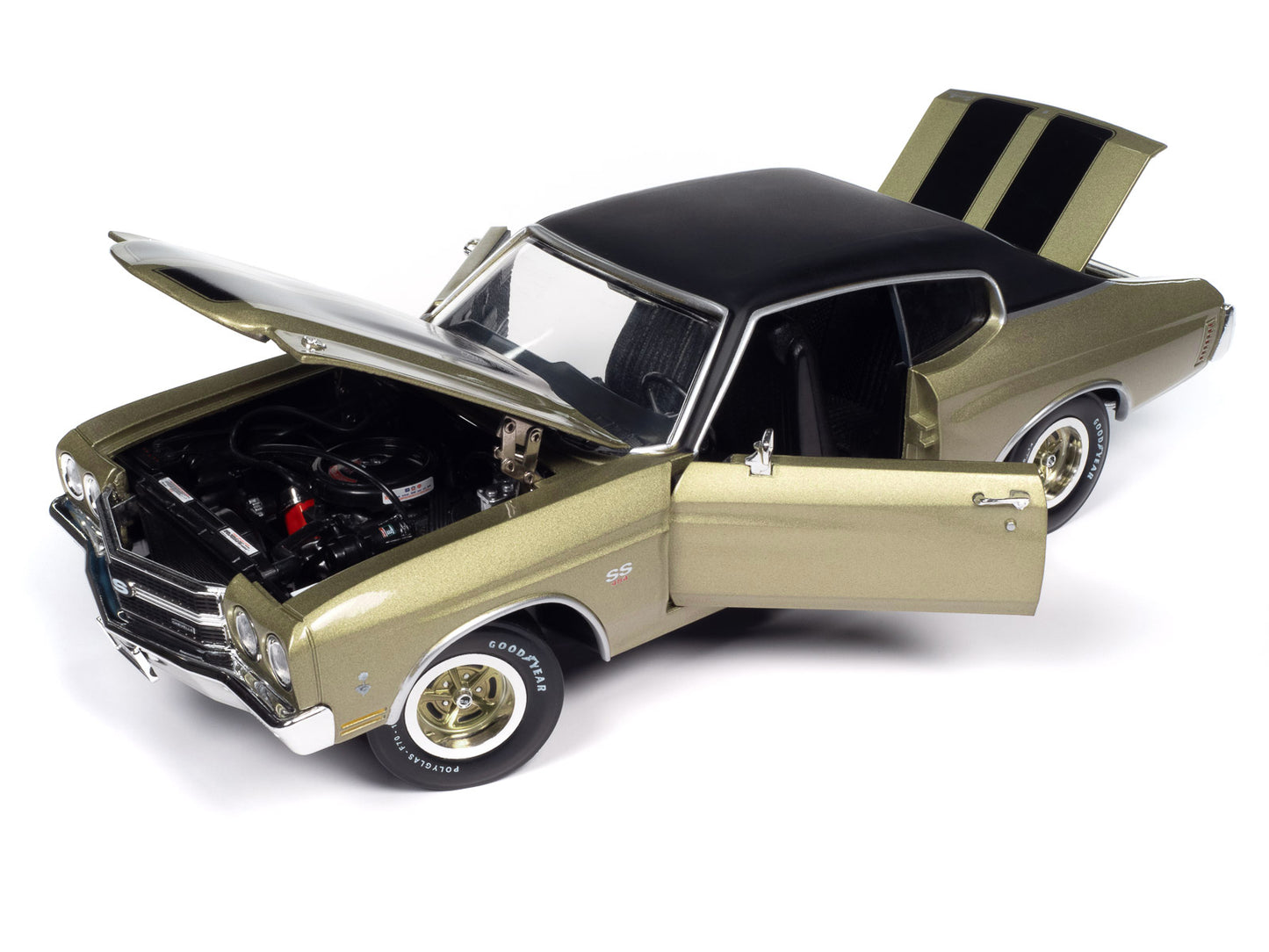 1970 Chevrolet Chevelle SS Tricentennial Gold with Black Stripes and Vinyl Top "Muscle Car & Corvette Nationals" (MCACN) "American Muscle" Series 1/18 Diecast Model Car by Auto World