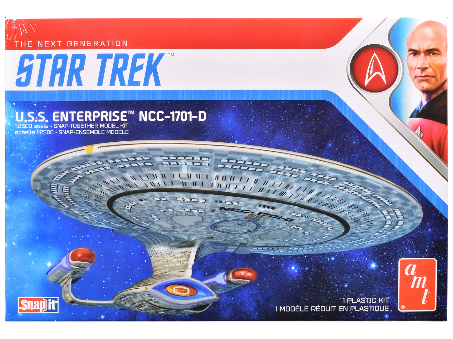 Skill 2 Model Kit U.S.S. Enterprise NCC-1701-D Space Ship "Star Trek: The Next Generation" (1987) TV Series 1/2500 Scale Model by AMT