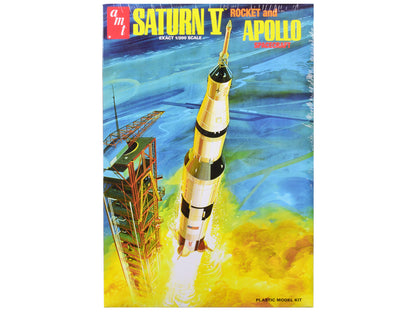 Skill 2 Model Kit Saturn V Rocket and Apollo Spacecraft 1/200 Scale Model by AMT