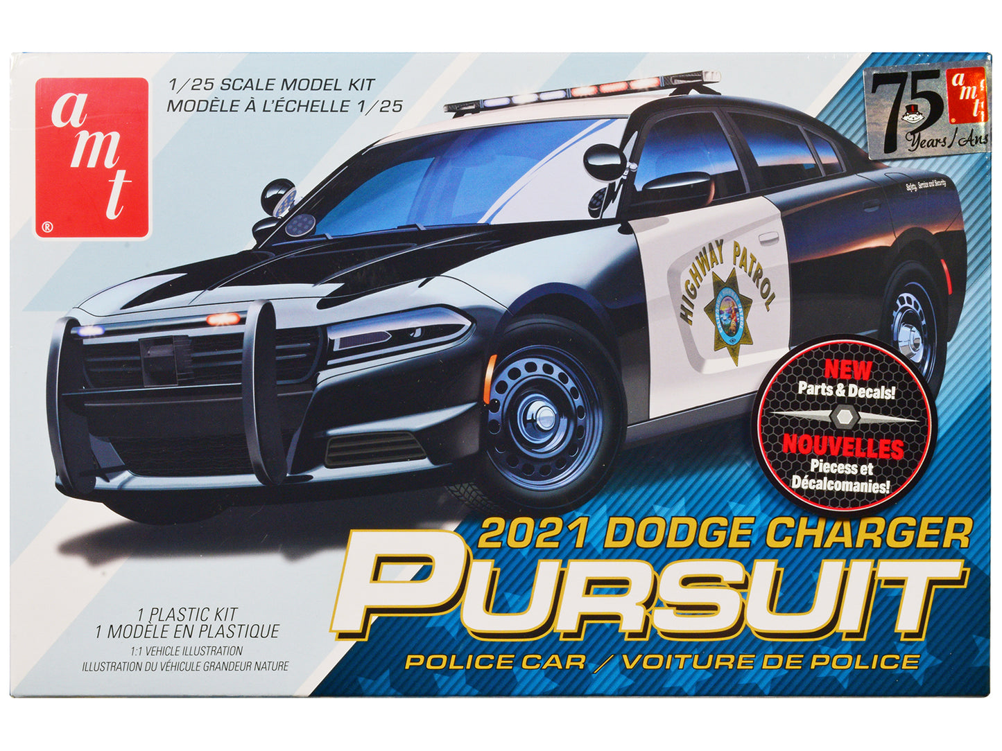 Skill 2 Model Kit 2021 Dodge Charger Pursuit Police Car 1/25 Scale Model by AMT