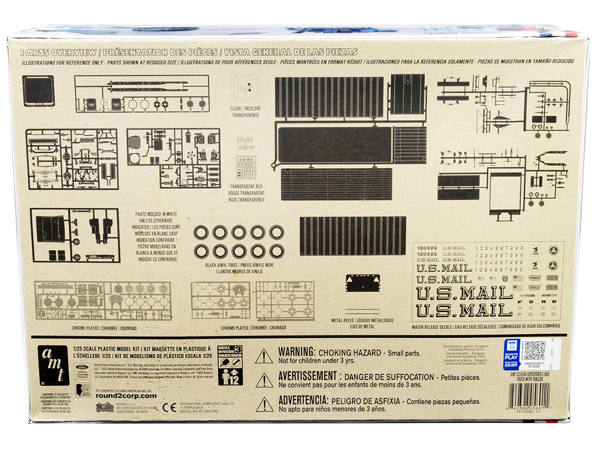 Skill 3 Model Kit Ford C900 Truck Tractor with Trailer "U.S. Mail" 1/25 Scale Model by AMT