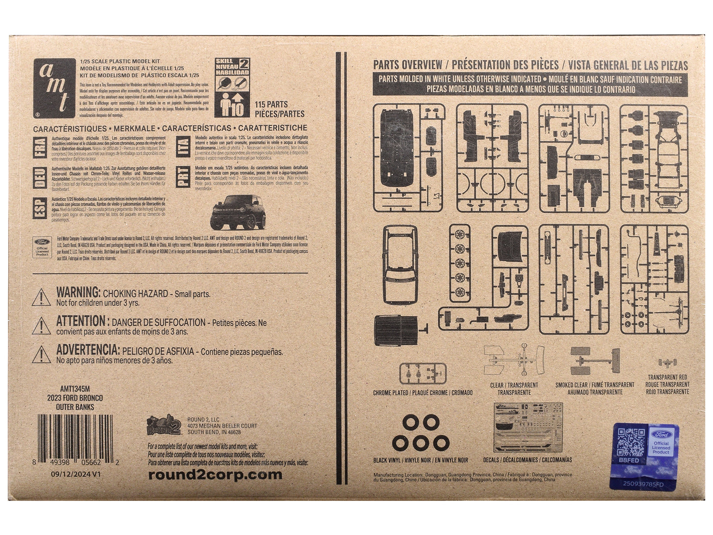 Skill 2 Model Kit 2023 Ford Bronco Outer Banks 1/25 Scale Model by AMT