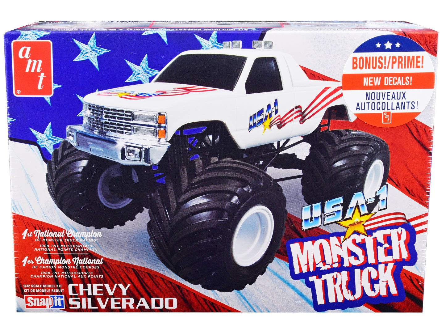 Skill 1 Snap Model Kit Chevrolet Silverado "USA-1" Monster Truck 1/32 Scale Model by AMT