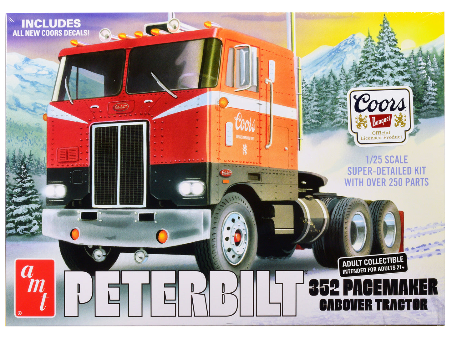 Skill 3 Model Kit Peterbilt 352 Pacemaker Cabover Tractor "Coors" 1/25 Scale Model by AMT