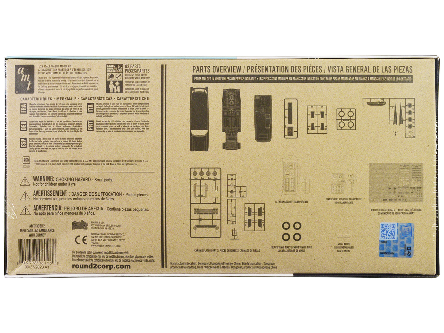 Skill 2 Model Kit 1959 Cadillac Ambulance with Gurney Accessory 1/25 Scale Model by AMT