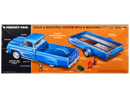 Skill 2 Model Kit 1960 Ford F-100 Pickup Truck with Trailer 3-in-1 Kit 1/25 Scale Model by AMT