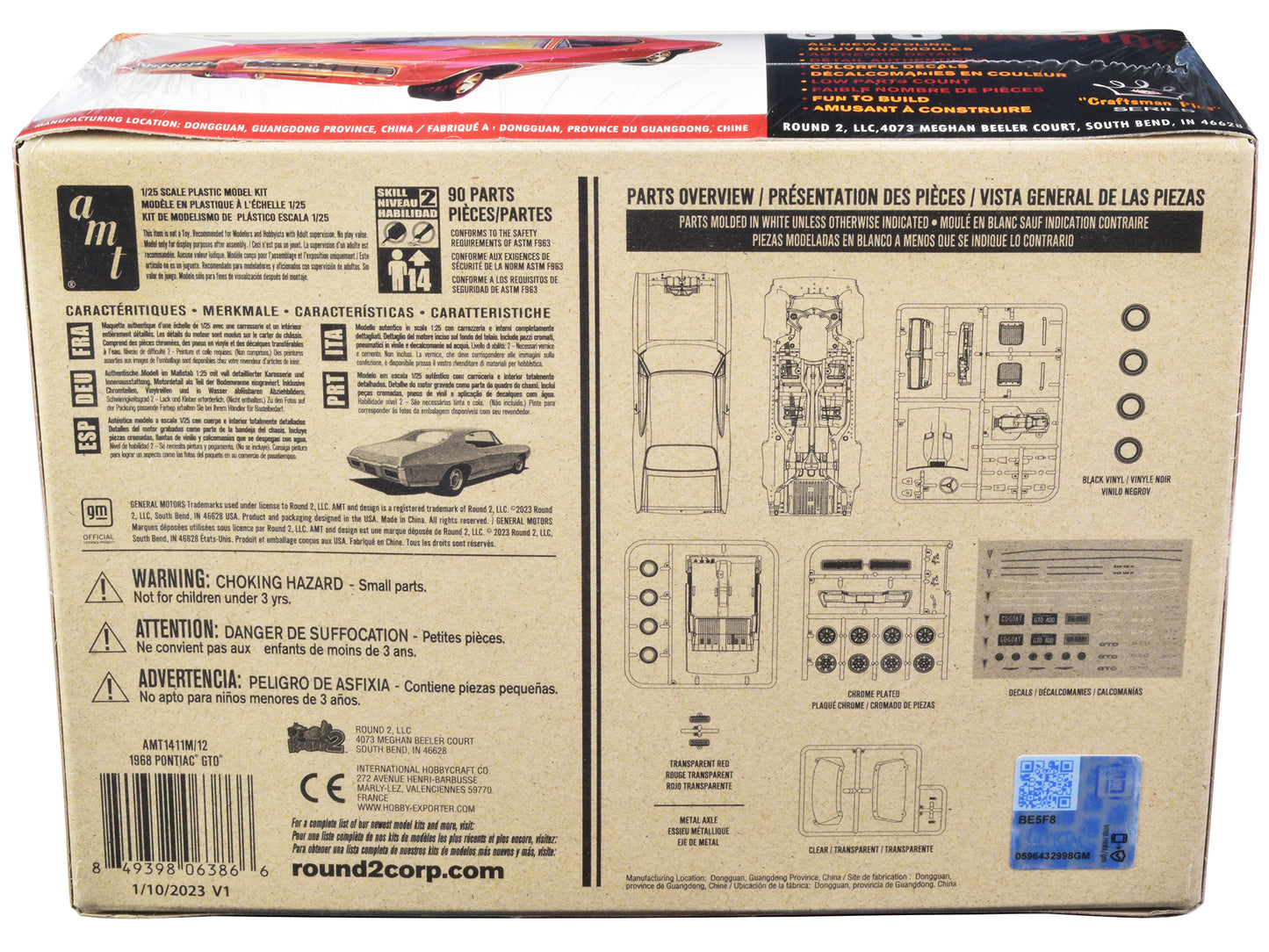 Skill 2 Model Kit 1968 Pontiac GTO Hardtop "Craftsman Plus" Series 1/25 Scale Model by AMT