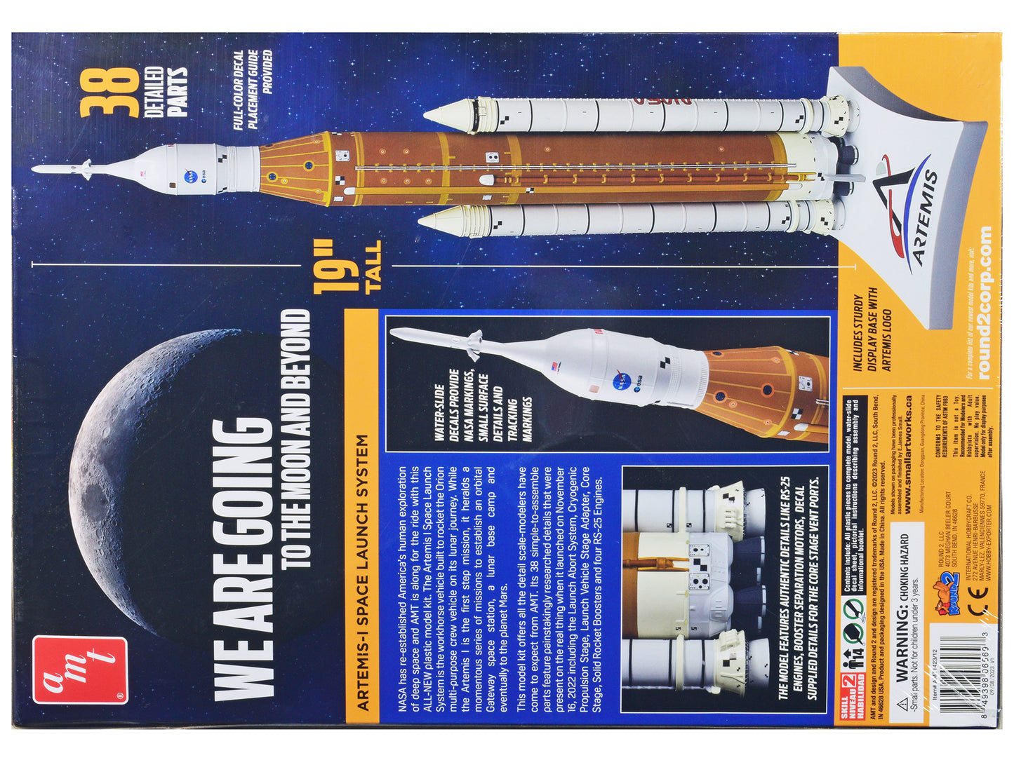 Skill 2 Model Kit NASA Artemis-1 Space Launch System Orion Crew Spacecraft 1/200 Scale Model by AMT