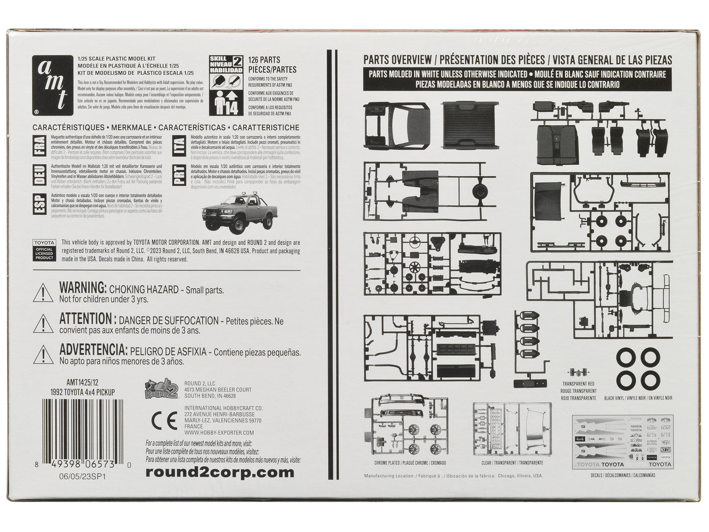 Skill 2 Model Kit 1992 Toyota 4x4 Pickup Truck (2023) 1/20 Scale Model by AMT