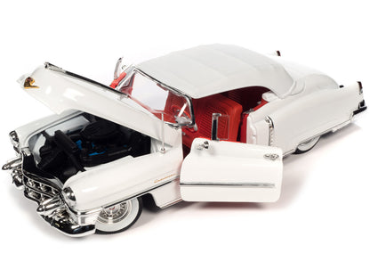 1953 Cadillac Eldorado Soft Top Alpine White with Red Interior 1/18 Diecast Model Car by Auto World