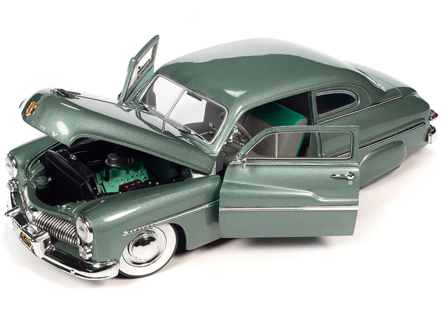 1949 Mercury Eight Coupe Berwick Green Metallic with Green and Gray Interior 1/18 Diecast Model Car by Auto World