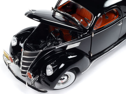 1937 Lincoln Zephyr Black with Red Interior 1/18 Diecast Model Car by Auto World